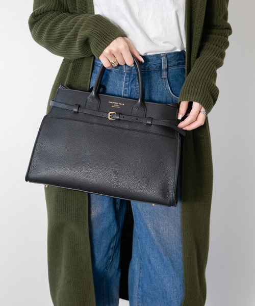 CHRISTIAN VILLA】レザーハンドバッグ(Q46352)（ハンドバッグ