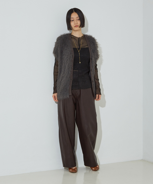NOMINE ロング フェザー ニットベスト カーディガン NOMINE ベスト ジレ ロング フェザー ニットベスト カーディガン