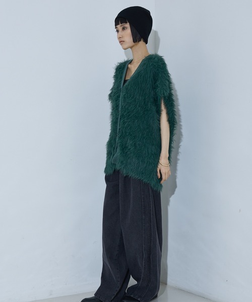 ロング フェザー ニットベスト カーディガン（ベスト）｜NOMINE