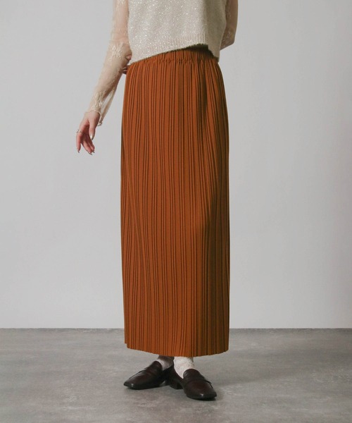 Social GIRL（ソーシャルガール）の「セルフカット ロングプリーツスカート（スカート・レディース・カーキ/ブラック/ライトブラウン/ダークグリーン/チャコールグレー/ブラック系その他/ホワイト系その他/モカ・M/L/S）」の6枚目の写真