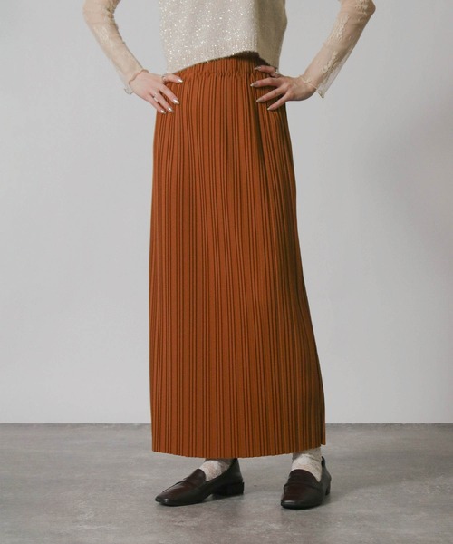 Social GIRL（ソーシャルガール）の「セルフカット ロングプリーツスカート（スカート・レディース・カーキ/ブラック/ライトブラウン/ダークグリーン/チャコールグレー/ブラック系その他/ホワイト系その他/モカ・M/L/S）」の16枚目の写真