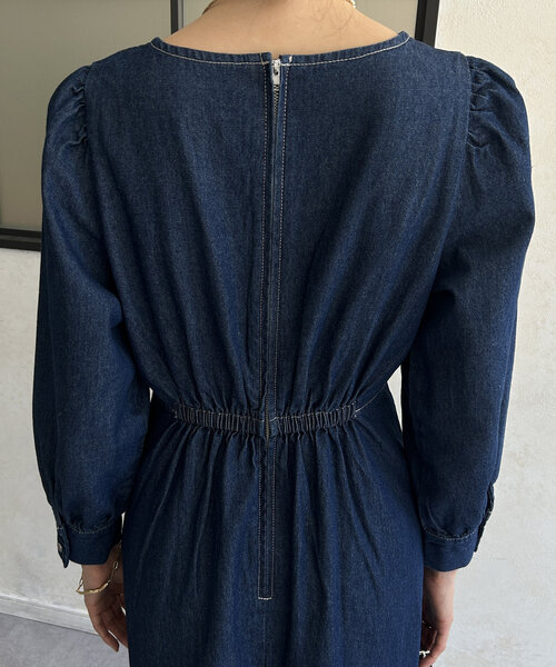 Thevon（ゼボン）の「ウエストタックシェイプワンピース（ワンピース・レディース・モカ/ネイビー/ブラック・M/TM）」の11枚目の写真