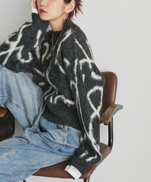 Auntie Rosa Holiday(アンティローザホリデー)の「ニュアンスアートジャガードニット(ニット/セーター・レディース・チャコールグレー/アイボリー・FREE)」の21枚目の写真
