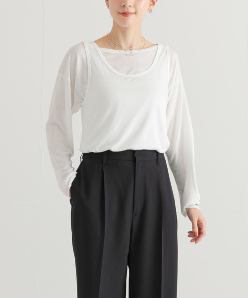 URBAN RESEARCH（アーバンリサーチ）の「ルーズシアーカットソー（Tシャツ/カットソー・レディース・オフホワイト/オレンジ系その他/ネイビー・FREE）」の5枚目の写真