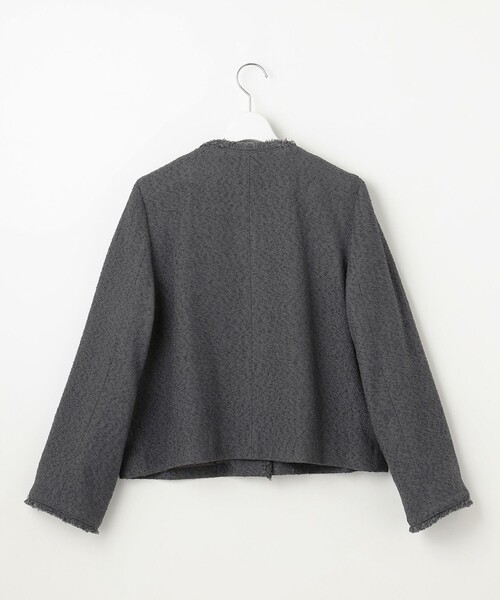 自由区(ジユウク)の「ブライトリングツイード ジャケット(ノーカラージャケット・レディース・グレー系/ライトグレー系/ネイビー系/ベージュ・44/46/48)」の11枚目の写真