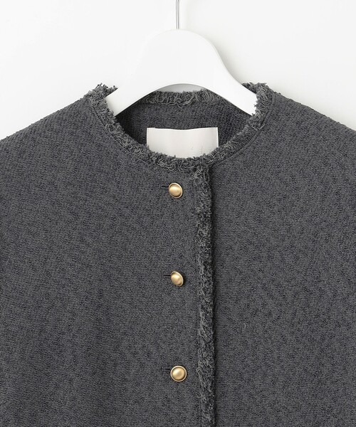 自由区(ジユウク)の「ブライトリングツイード ジャケット(ノーカラージャケット・レディース・グレー系/ライトグレー系/ネイビー系/ベージュ・44/46/48)」の10枚目の写真
