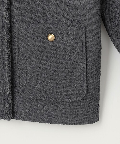 自由区(ジユウク)の「ブライトリングツイード ジャケット(ノーカラージャケット・レディース・グレー系/ライトグレー系/ネイビー系/ベージュ・44/46/48)」の8枚目の写真
