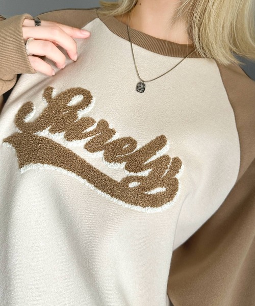 mily bilet（ミウィビレット）の「【mily bilet】ジャガードテープ使いで大人カジュアル。サガラ刺繍ドロスト付き裏起毛ラグランスウェット（スウェット・メンズ・オートミール/アイボリー/杢グレー・LARGE/MEDIUM/SMALL/X-LARGE）」の3枚目の写真