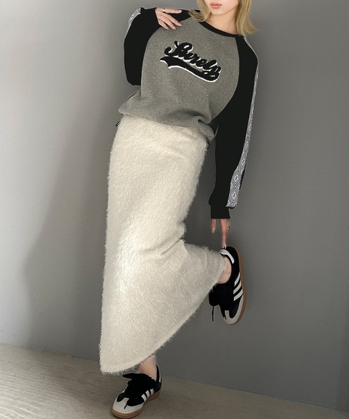 mily bilet（ミウィビレット）の「【mily bilet】ジャガードテープ使いで大人カジュアル。サガラ刺繍ドロスト付き裏起毛ラグランスウェット（スウェット・メンズ・オートミール/アイボリー/杢グレー・LARGE/MEDIUM/SMALL/X-LARGE）」の8枚目の写真