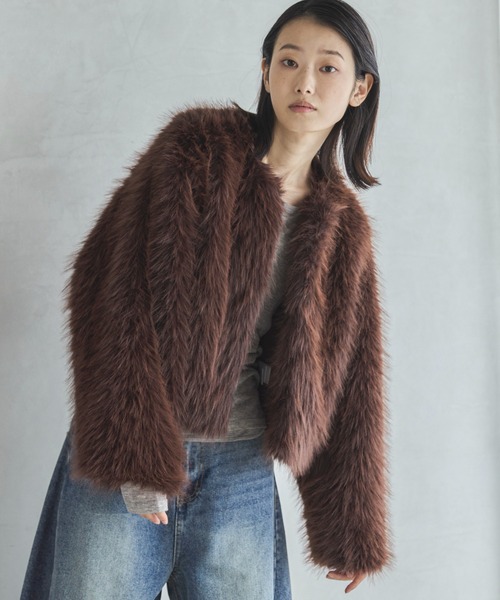 セール】フェイクファーショートコート（その他アウター）｜feepur
