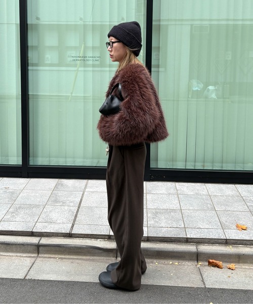 フェイクファーショートコート（その他アウター）｜feepur