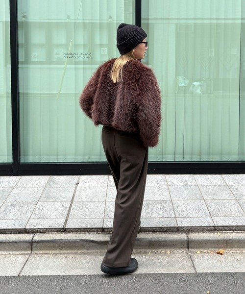 フェイクファーショートコート（その他アウター）｜feepur