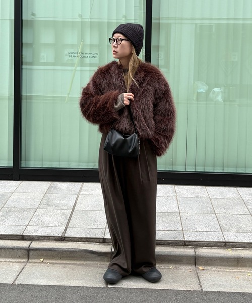 フェイクファーショートコート（その他アウター）｜feepur