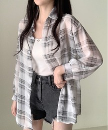 gossip！ロサンゼルス（ゴシップロサンゼルス）の「Y2K オーバーサイズ チェック柄 シャツ（シャツ/ブラウス）」