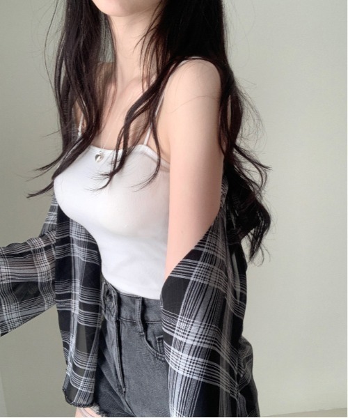 gossip！ロサンゼルス（ゴシップロサンゼルス）の「Y2K オーバーサイズ チェック柄 シャツ（シャツ/ブラウス・レディース・オフホワイト/ネイビー・FREE）」の10枚目の写真