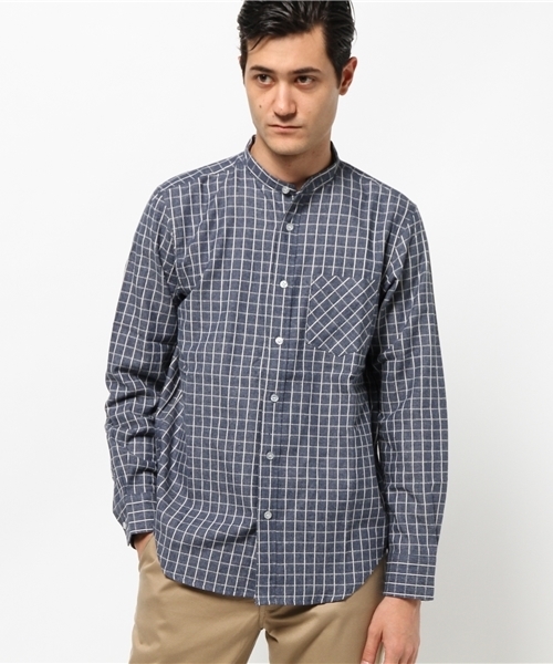 SEVENDAYS=SUNDAY（セブンデイズサンデイ）の「格子ドビー　長袖スタンドカラーシャツ（シャツ/ブラウス・メンズ・グレー/ブルー/ネイビー・SMALL/MEDIUM/LARGE）」の3枚目の写真
