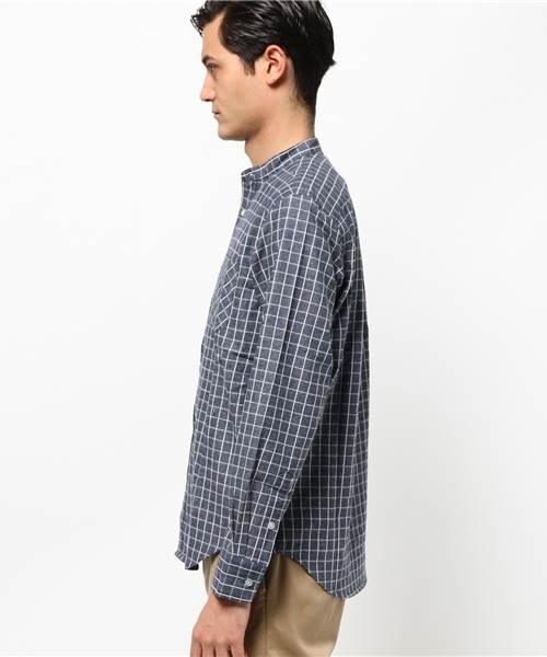 SEVENDAYS=SUNDAY（セブンデイズサンデイ）の「格子ドビー　長袖スタンドカラーシャツ（シャツ/ブラウス・メンズ・グレー/ブルー/ネイビー・SMALL/MEDIUM/LARGE）」の4枚目の写真