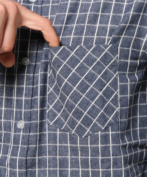 SEVENDAYS=SUNDAY（セブンデイズサンデイ）の「格子ドビー　長袖スタンドカラーシャツ（シャツ/ブラウス・メンズ・グレー/ブルー/ネイビー・SMALL/MEDIUM/LARGE）」の9枚目の写真