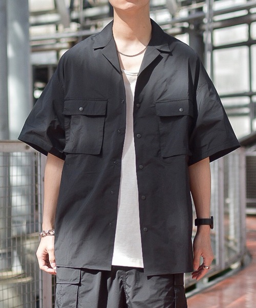 セール】【INTERPLAY x たいが】Big Pocket Snap Open Collar Shirt