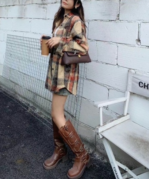 CREARE -LINO-（クレアーレリノ）の「＜ユニセックス商品＞ダメージ加工チェック柄シャツ（シャツ/ブラウス・レディース・グレー/ブルー/ベージュ/レッド・FREE）」の9枚目の写真