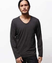 BEAMS | ◎BEAMS / カットオフ 天竺 Vネック 長袖 Tシャツ(Tシャツ/カットソー)