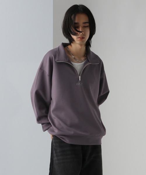 HARE（ハレ）の「3D-HAREロゴポンチハーフジップスウェット(HARE)（スウェット・メンズ・パープル/ホワイト/ブラック・FREE）」の3枚目の写真