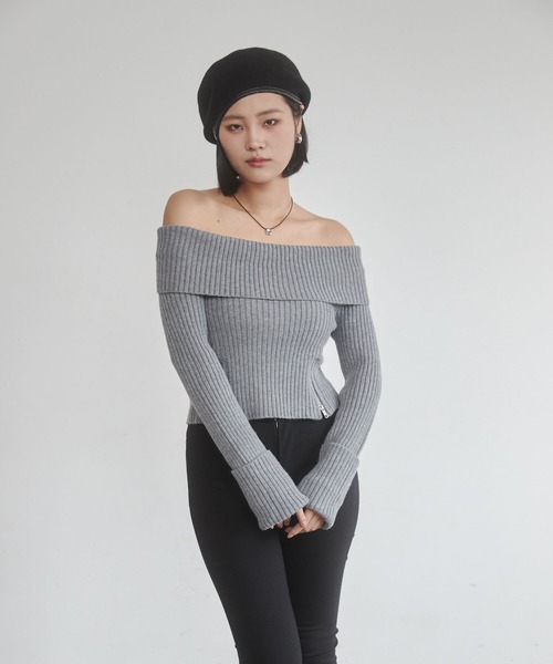 ENVYM（アンビー）の「オフショルジップニット（ニット/セーター・レディース・ブラック/グレー/ホワイト・FREE）」の10枚目の写真