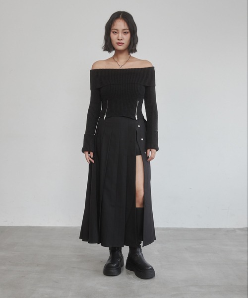 ENVYM（アンビー）の「オフショルジップニット（ニット/セーター・レディース・ブラック/グレー/ホワイト・FREE）」の17枚目の写真