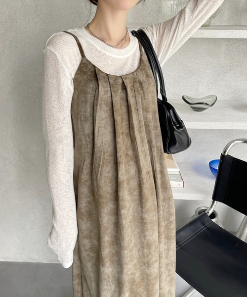 Ada.(エイダ)の「フロントタック マーブルライクパターン キャミワンピース(ワンピース・レディース・ブルー/グリーン/ブラウン・FREE)」の12枚目の写真