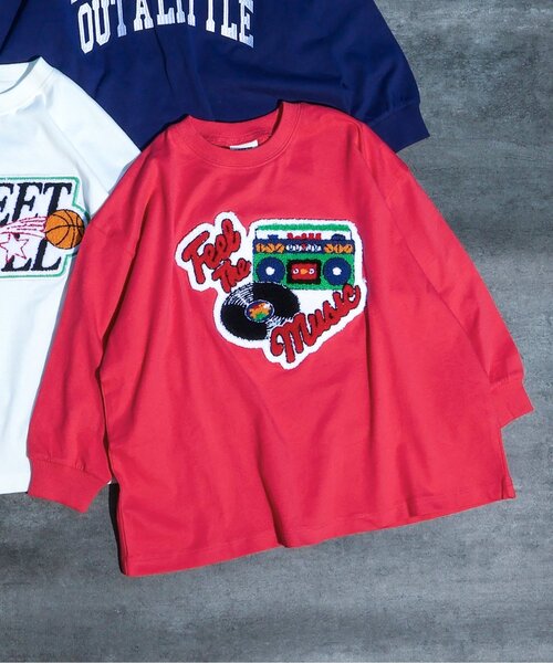 BREEZE(ブリーズ)の「【BREEZE NEW JACK】3柄サガラワッペンロンT(Tシャツ/カットソー・キッズ・ローズ/オフホワイト/ネイビー・160/150/140/130/120/110/100/90)」の3枚目の写真