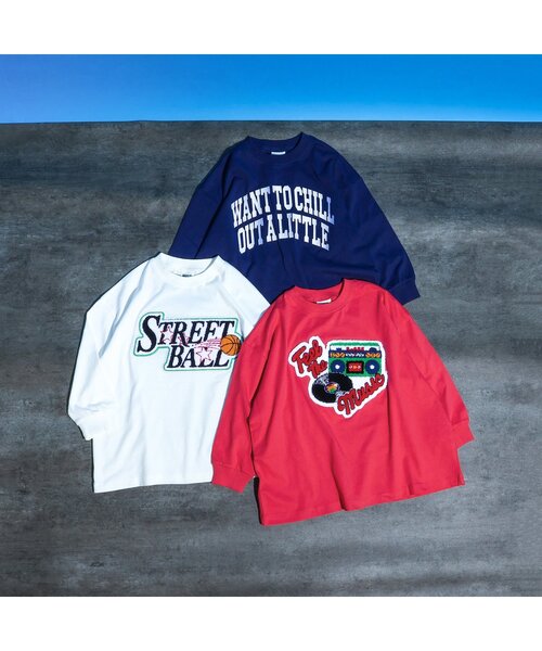 BREEZE(ブリーズ)の「【BREEZE NEW JACK】3柄サガラワッペンロンT(Tシャツ/カットソー・キッズ・ローズ/オフホワイト/ネイビー・160/150/140/130/120/110/100/90)」の9枚目の写真