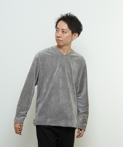 MEN'S MELROSE（メンズメルローズ）の「ベルニットピケVネックロングスリーブTシャツ（Tシャツ/カットソー・メンズ・ネイビー/グレー・2/4/3）」の13枚目の写真