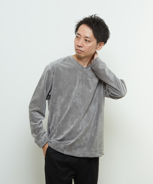 MEN'S MELROSE（メンズメルローズ）の「ベルニットピケVネックロングスリーブTシャツ（Tシャツ/カットソー・メンズ・ネイビー/グレー・2/4/3）」の14枚目の写真