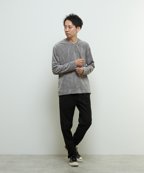 MEN'S MELROSE（メンズメルローズ）の「ベルニットピケVネックロングスリーブTシャツ（Tシャツ/カットソー・メンズ・ネイビー/グレー・2/4/3）」の16枚目の写真