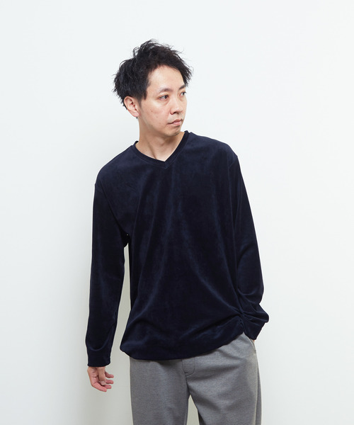 MEN'S MELROSE（メンズメルローズ）の「ベルニットピケVネックロングスリーブTシャツ（Tシャツ/カットソー・メンズ・ネイビー/グレー・2/4/3）」の17枚目の写真
