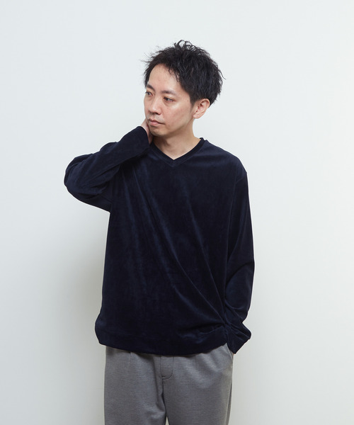 MEN'S MELROSE（メンズメルローズ）の「ベルニットピケVネックロングスリーブTシャツ（Tシャツ/カットソー・メンズ・ネイビー/グレー・2/4/3）」の18枚目の写真