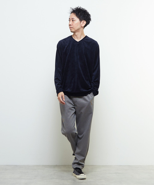 MEN'S MELROSE（メンズメルローズ）の「ベルニットピケVネックロングスリーブTシャツ（Tシャツ/カットソー・メンズ・ネイビー/グレー・2/4/3）」の20枚目の写真