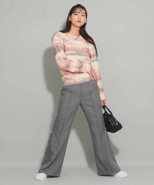 Ray BEAMS（レイビームス）の「シャギー プリント クルーネック ニット（ニット/セーター・レディース・ピンク/ベージュ・ONE SIZE）」の4枚目の写真