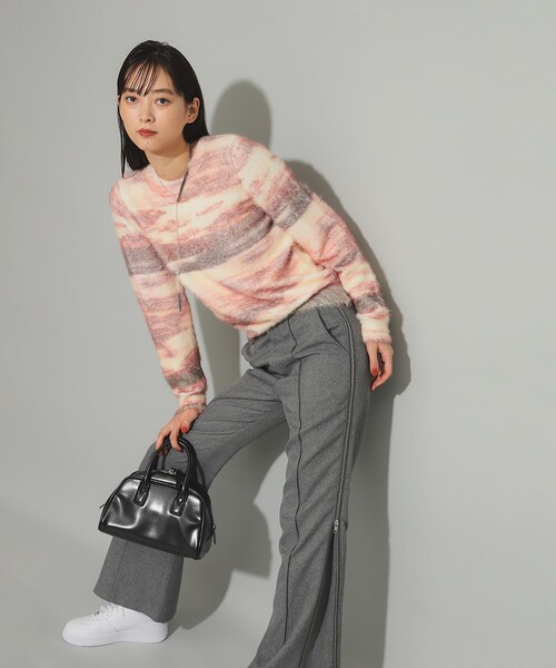 Ray BEAMS（レイビームス）の「シャギー プリント クルーネック ニット（ニット/セーター・レディース・ピンク/ベージュ・ONE SIZE）」の6枚目の写真