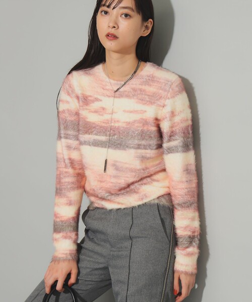 Ray BEAMS（レイビームス）の「シャギー プリント クルーネック ニット（ニット/セーター・レディース・ピンク/ベージュ・ONE SIZE）」の10枚目の写真