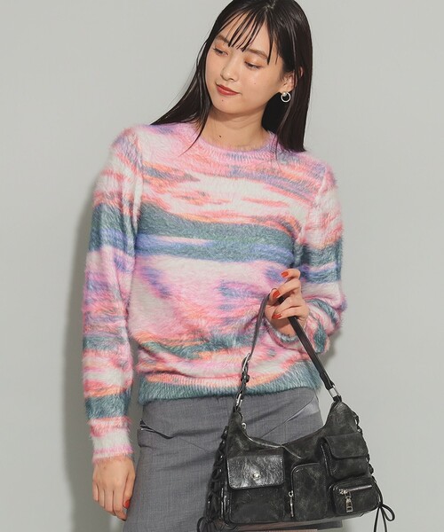 Ray BEAMS（レイビームス）の「シャギー プリント クルーネック ニット（ニット/セーター・レディース・ピンク/ベージュ・ONE SIZE）」の16枚目の写真