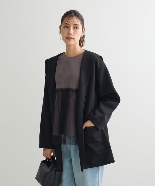 Green　Parks（グリーンパークス）の「・swing by チュールレイヤープルオーバー（その他トップス・レディース・チャコールグレー/アイボリー/グレイッシュベージュ・FREE）」の7枚目の写真