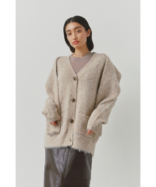 ALEXIA STAM（アリシアスタン）の「Double Sleeve Shaggy Knit Cardigan /ダブルスリーブシャギーカーデ（カーディガン/ボレロ・レディース・グレー/ベージュ・FREE）」の13枚目の写真