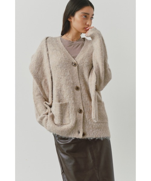 ALEXIA STAM（アリシアスタン）の「Double Sleeve Shaggy Knit Cardigan /ダブルスリーブシャギーカーデ（カーディガン/ボレロ・レディース・グレー/ベージュ・FREE）」の14枚目の写真