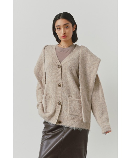 ALEXIA STAM（アリシアスタン）の「Double Sleeve Shaggy Knit Cardigan /ダブルスリーブシャギーカーデ（カーディガン/ボレロ・レディース・グレー/ベージュ・FREE）」の15枚目の写真