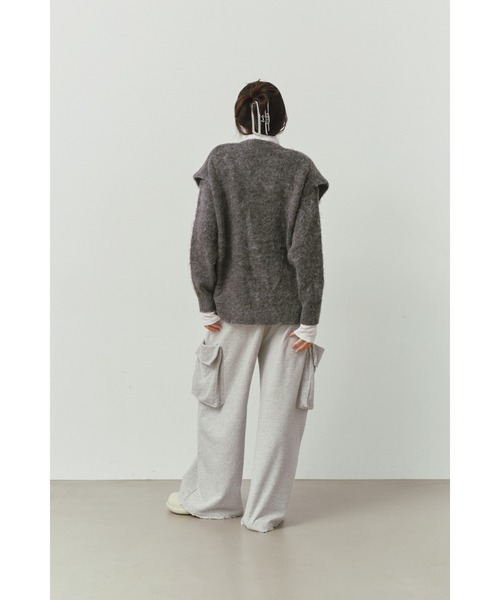 ALEXIA STAM（アリシアスタン）の「Double Sleeve Shaggy Knit Cardigan /ダブルスリーブシャギーカーデ（カーディガン/ボレロ・レディース・グレー/ベージュ・FREE）」の12枚目の写真