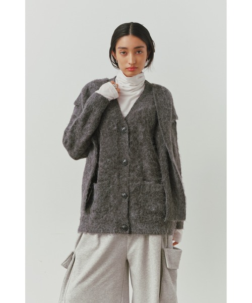 ALEXIA STAM（アリシアスタン）の「Double Sleeve Shaggy Knit Cardigan /ダブルスリーブシャギーカーデ（カーディガン/ボレロ・レディース・グレー/ベージュ・FREE）」の5枚目の写真