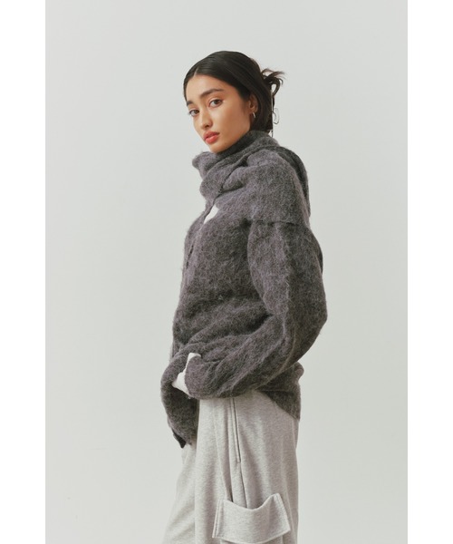 ALEXIA STAM（アリシアスタン）の「Double Sleeve Shaggy Knit Cardigan /ダブルスリーブシャギーカーデ（カーディガン/ボレロ・レディース・グレー/ベージュ・FREE）」の6枚目の写真