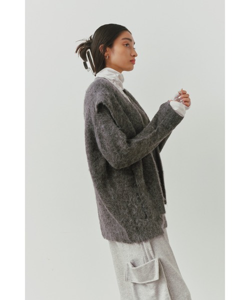 ALEXIA STAM（アリシアスタン）の「Double Sleeve Shaggy Knit Cardigan /ダブルスリーブシャギーカーデ（カーディガン/ボレロ・レディース・グレー/ベージュ・FREE）」の7枚目の写真
