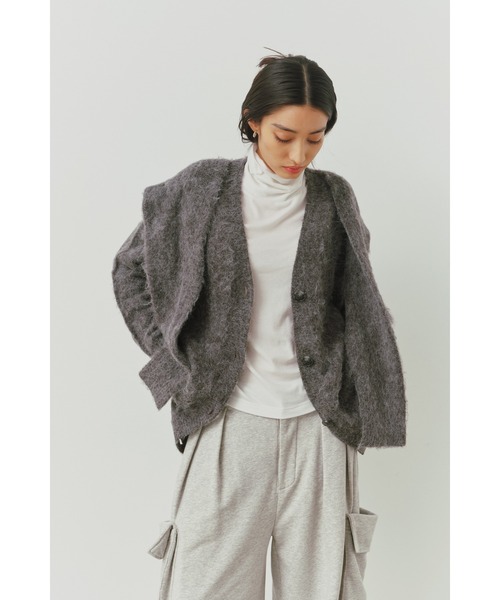 ALEXIA STAM（アリシアスタン）の「Double Sleeve Shaggy Knit Cardigan /ダブルスリーブシャギーカーデ（カーディガン/ボレロ・レディース・グレー/ベージュ・FREE）」の9枚目の写真